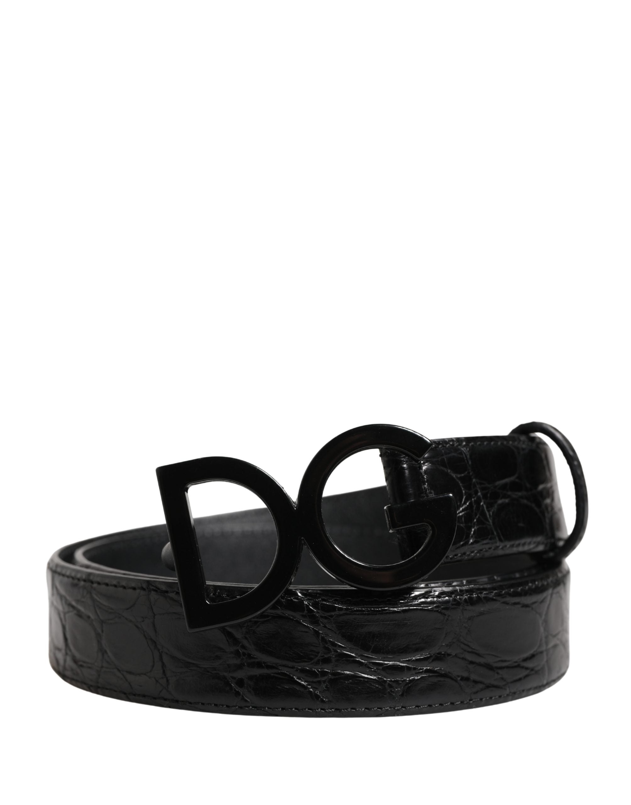 Dolce & Gabbana Herren Gürtel aus schwarzem exotischem Leder mit Logo-Schnalle
