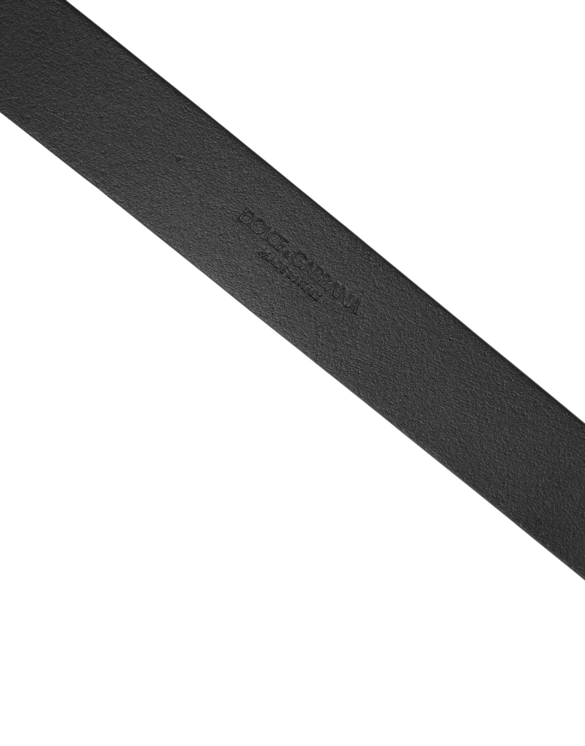 Dolce & Gabbana Herren Gürtel aus schwarzem Kalbsleder mit quadratischer Schnalle
