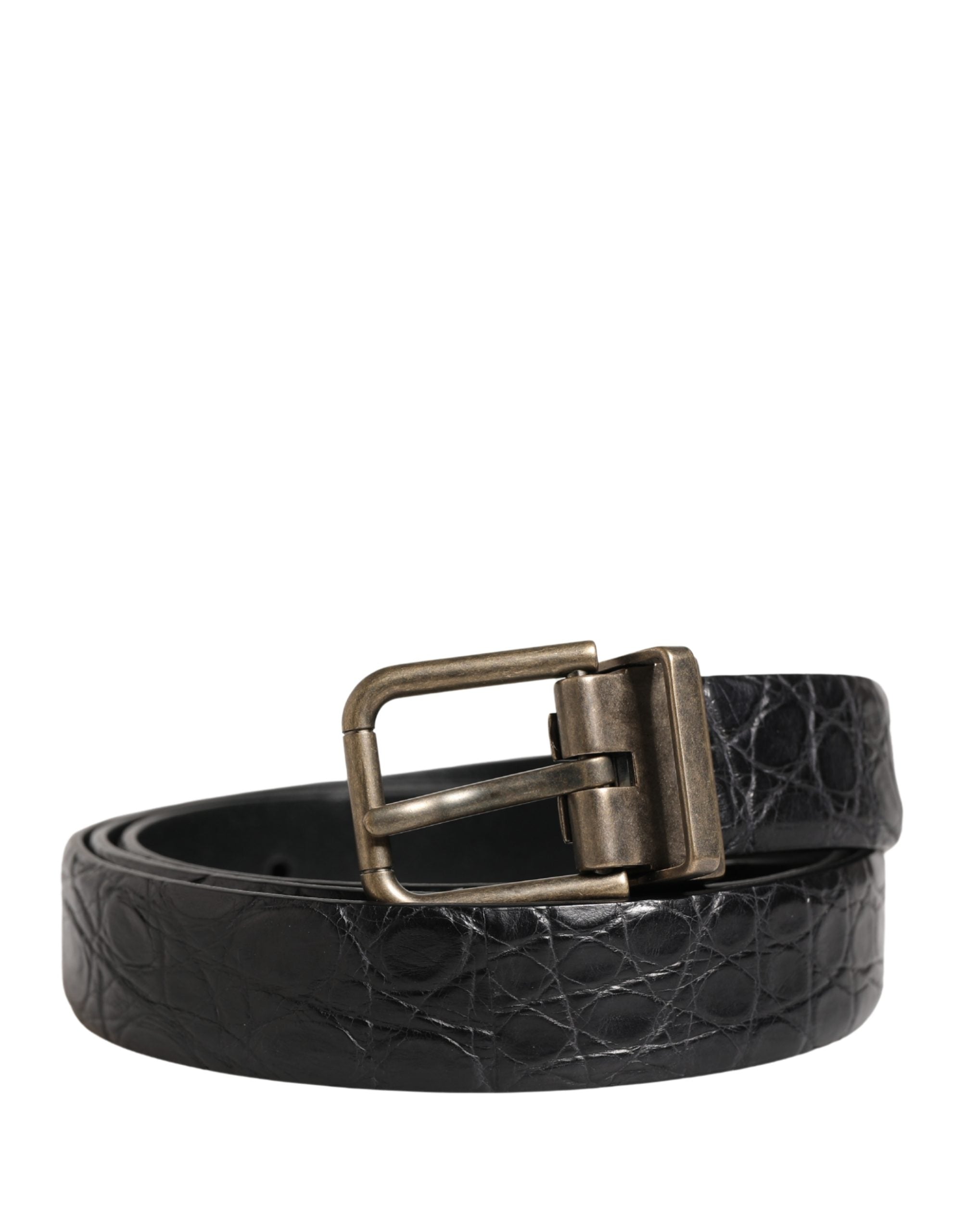 Dolce & Gabbana Herren Gürtel aus schwarzem Exotic-Leder mit Metallschnalle