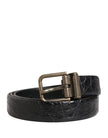 Dolce & Gabbana Herren Gürtel aus schwarzem Exotic-Leder mit Metallschnalle