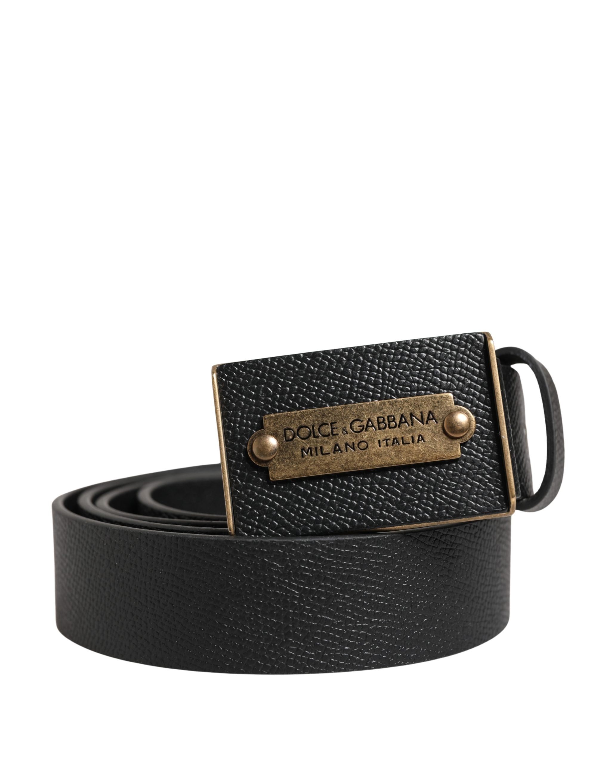 Dolce & Gabbana Herren Gürtel aus schwarzem Kalbsleder mit Metallschnalle