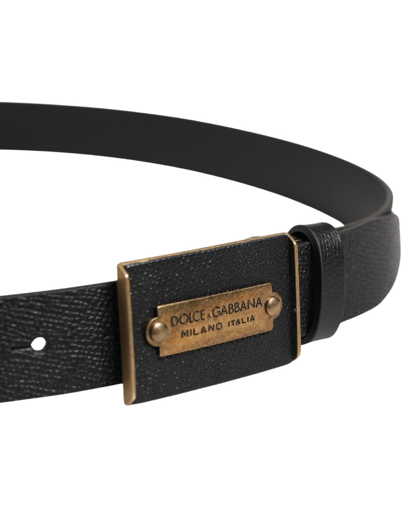 Dolce & Gabbana Herren Gürtel aus schwarzem Kalbsleder mit Metallschnalle
