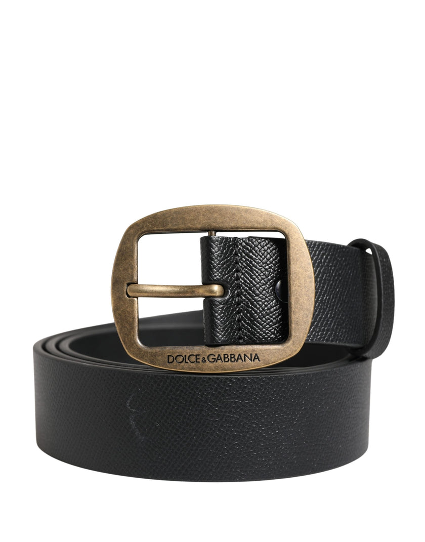 Dolce & Gabbana Herrenschließe Gürtel aus schwarzem Leder