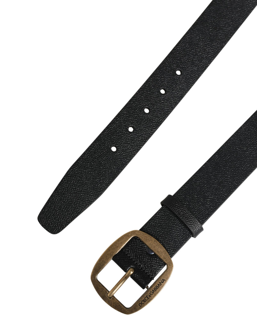 Dolce & Gabbana Herrenschließe Gürtel aus schwarzem Leder