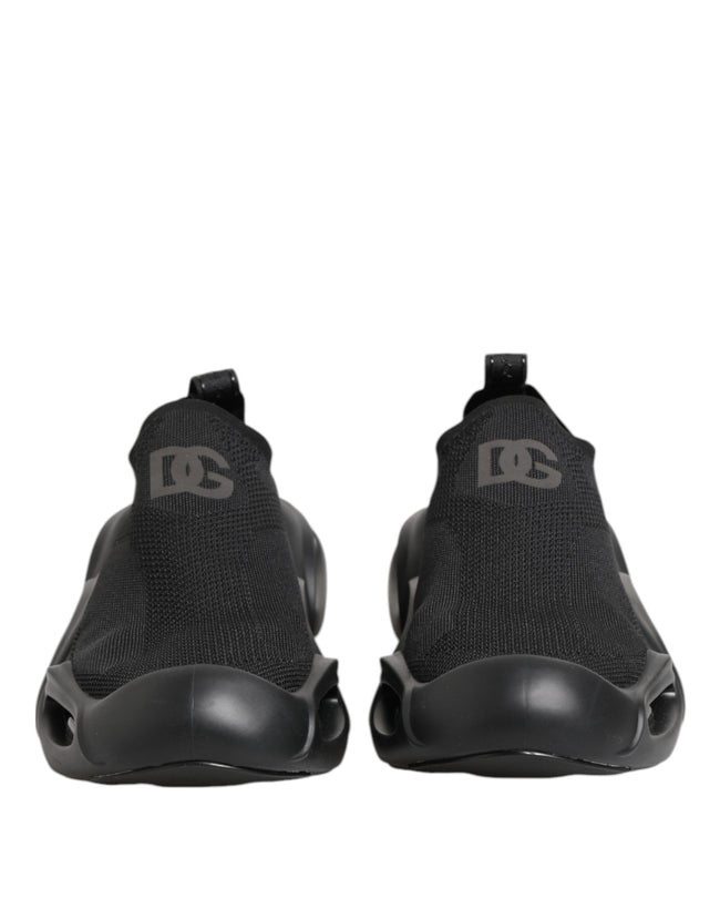 Dolce & Gabbana Schwarze Slip-On Wave Low-Top Sneaker Schuhe