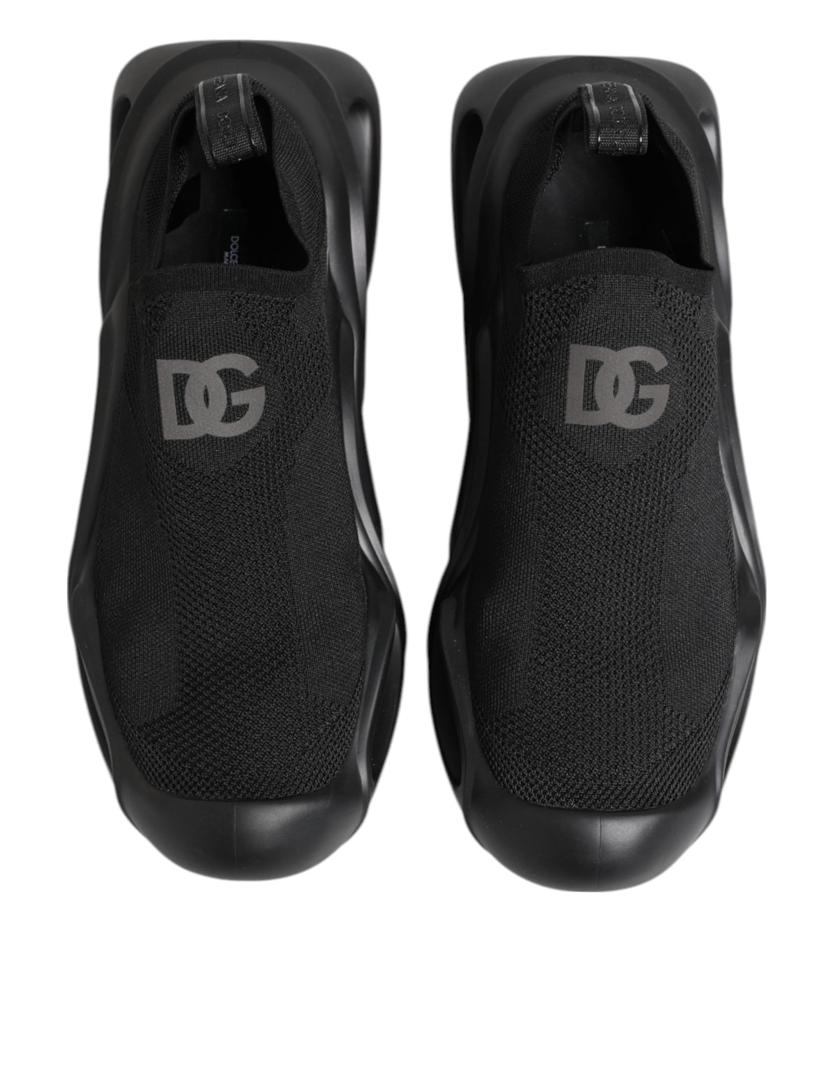 Dolce & Gabbana Schwarze Slip-On Wave Low-Top Sneaker Schuhe