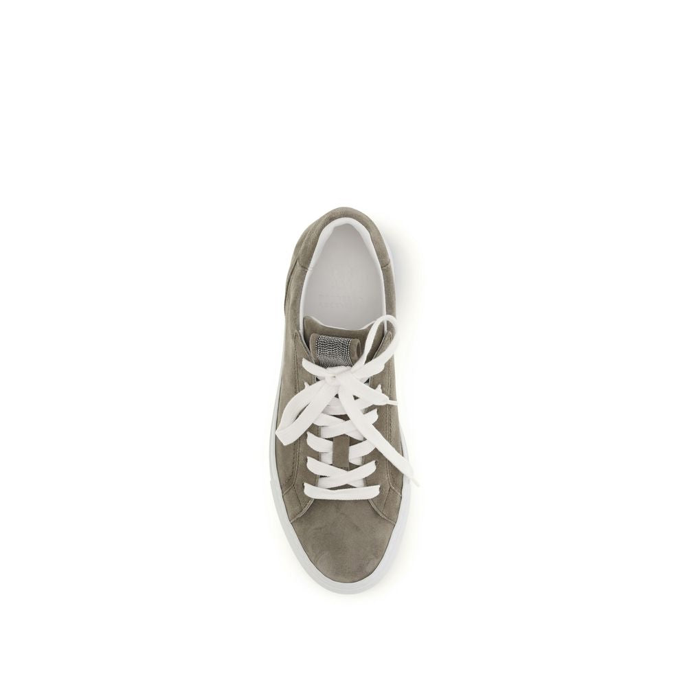 Brunello Cucinelli Gray Bos Taurus Calfskin Sneakers