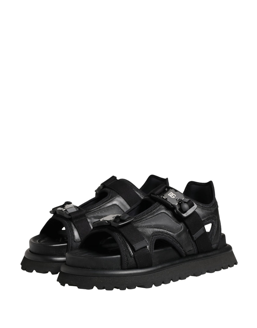 Dolce & Gabbana Schwarze Chunky Sandalen für Herren mit Logo-Details