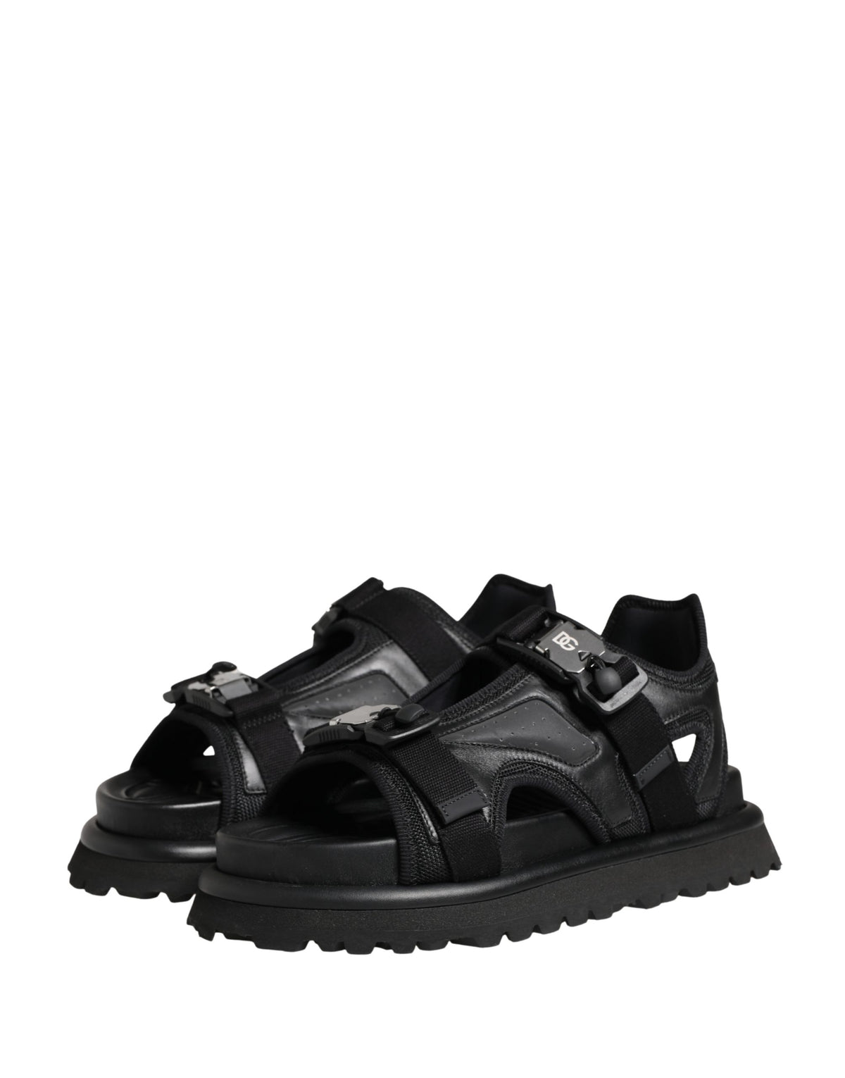 Dolce & Gabbana Schwarze Chunky Sandalen für Herren mit Logo-Details