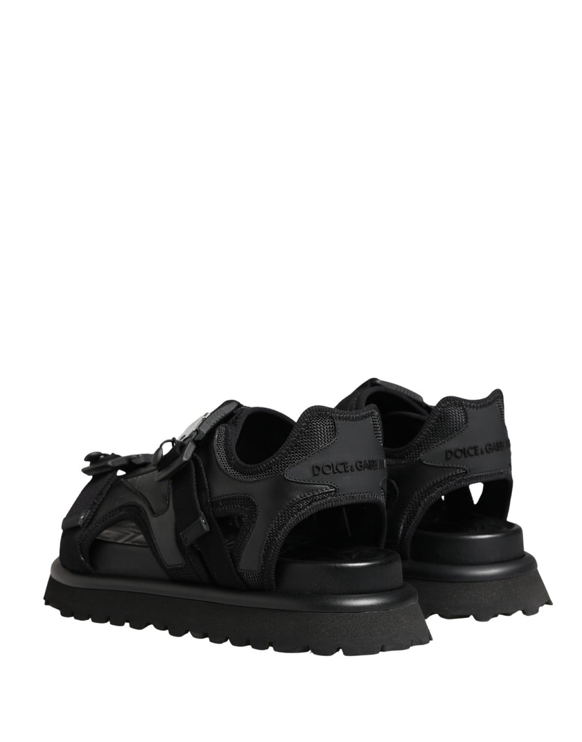 Dolce & Gabbana Schwarze Chunky Sandalen für Herren mit Logo-Details
