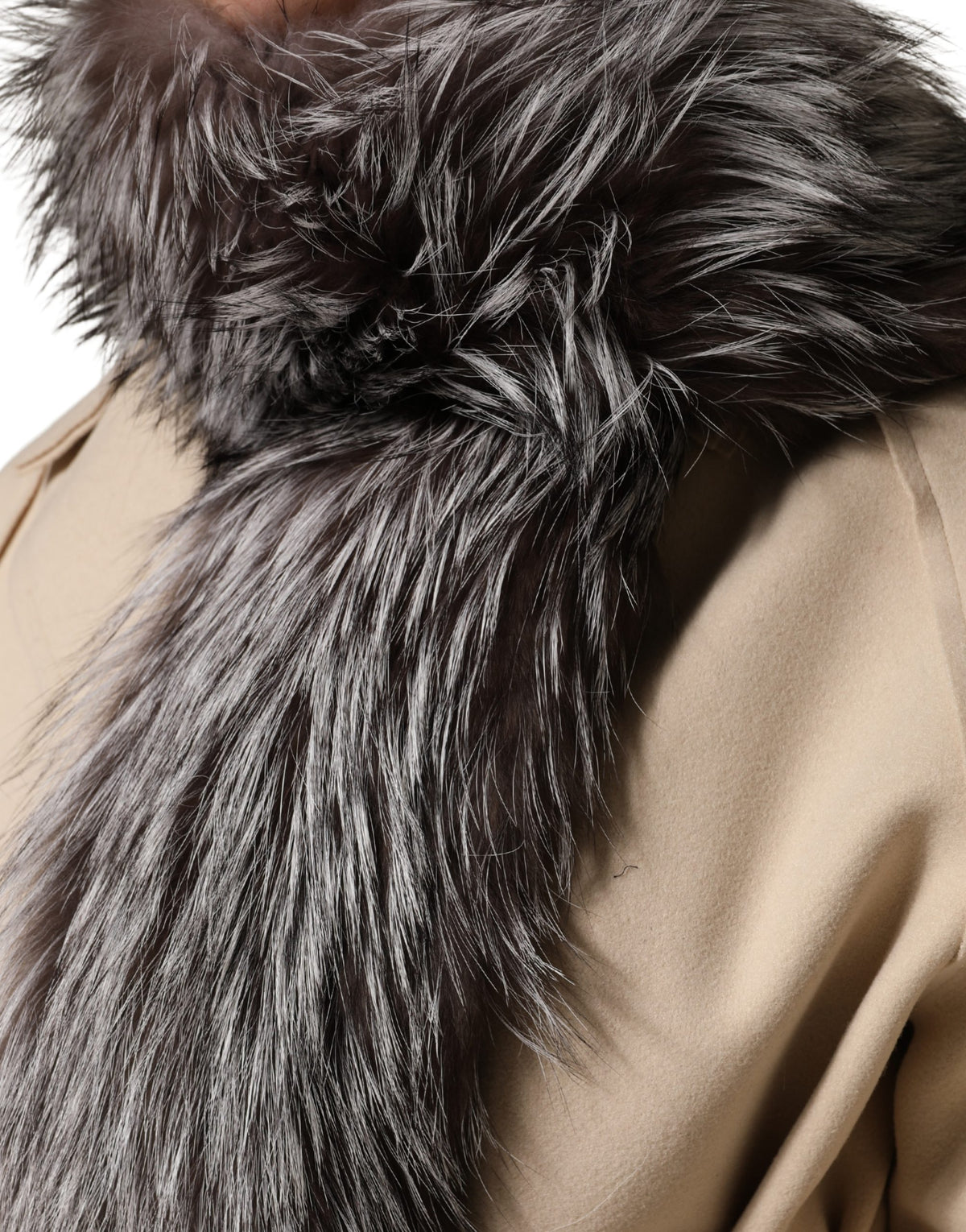 Dolce & Gabbana Grey Fox Fur Neck Wrap Warmer Winter Scarf