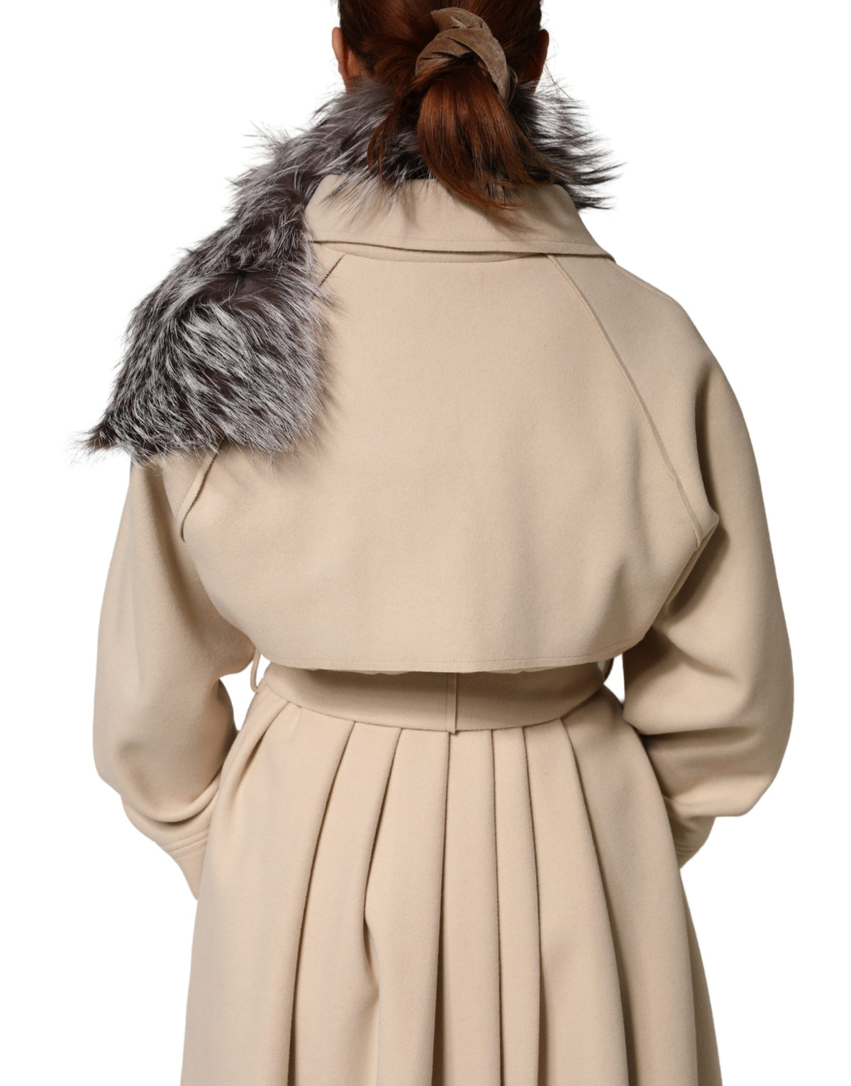 Dolce & Gabbana Grey Fox Fur Neck Wrap Warmer Winter Scarf