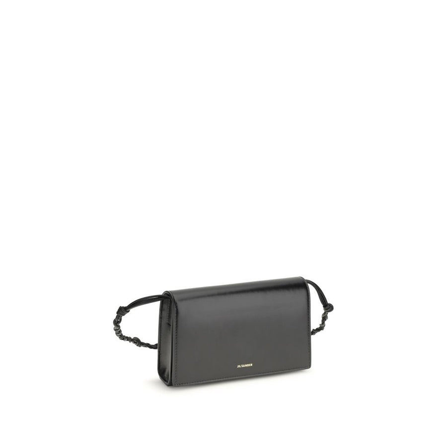 Jil Sander Schwarzes Kalbsleder Bos Taurus Portemonnaie