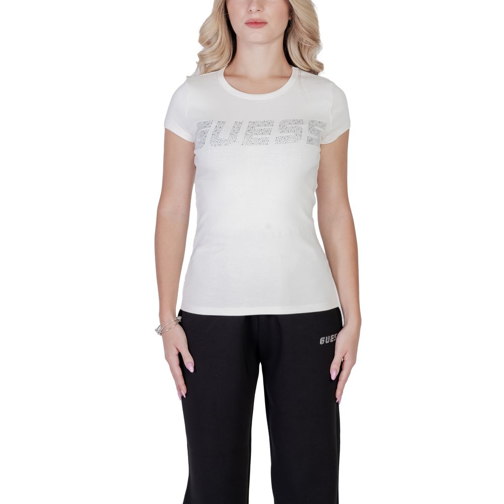 Guess Active Cremefarbenes Baumwoll-T-Shirt