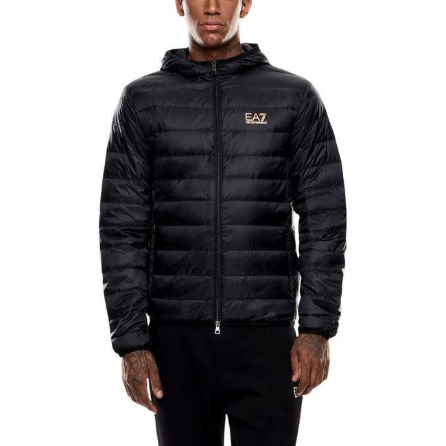 EA7 Emporio Armani Zweifarbige lange Steppjacke aus Polyamid
