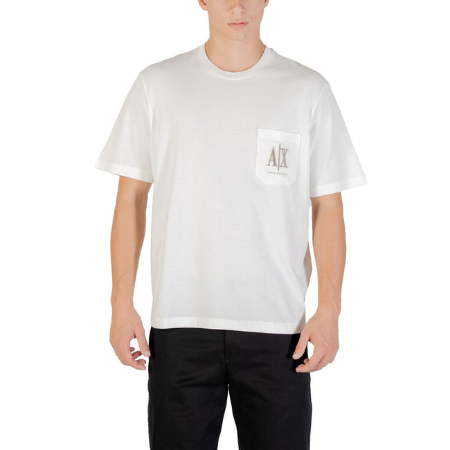 Armani Exchange Cremefarbenes Baumwoll-T-Shirt