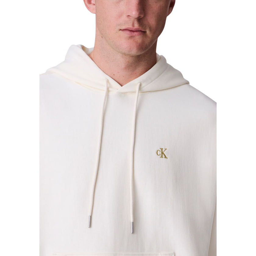 Calvin Klein Jeans Weiße Baumwoll-Kapuzenpullover