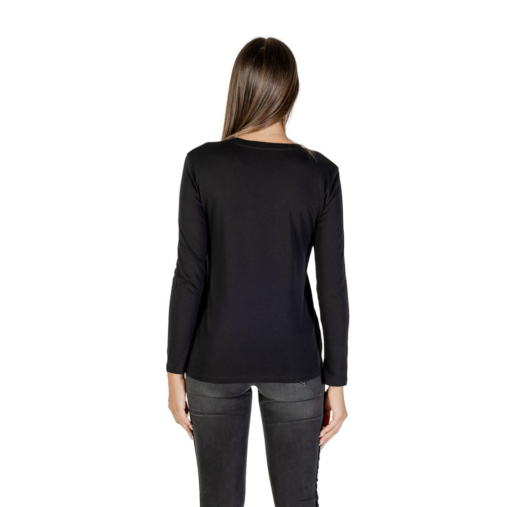 Armani Exchange Schwarzes Langarm-T-Shirt aus Baumwolle