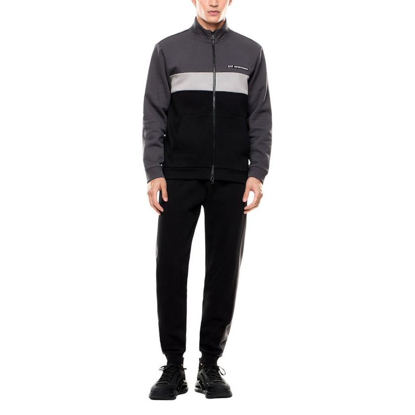 EA7 Emporio Armani Schwarzer Baumwoll-Trainingsanzug