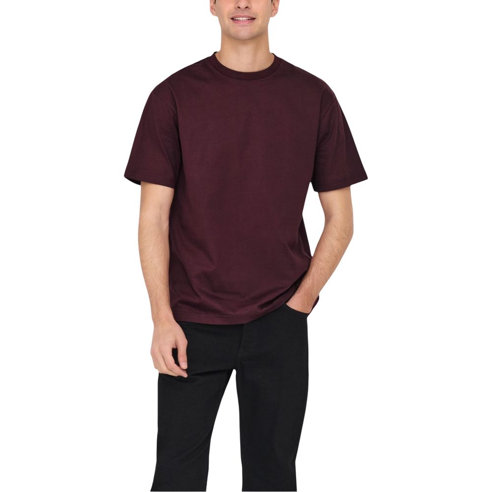 Only & Sons Burgundy Organic Cotton T-Shirt