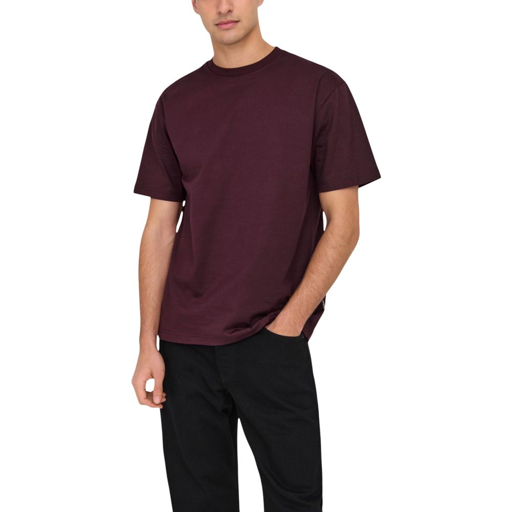 Only & Sons Burgundy Organic Cotton T-Shirt