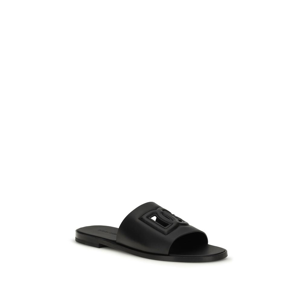 Dolce & Gabbana Black Bos Taurus Calfskin Sandals