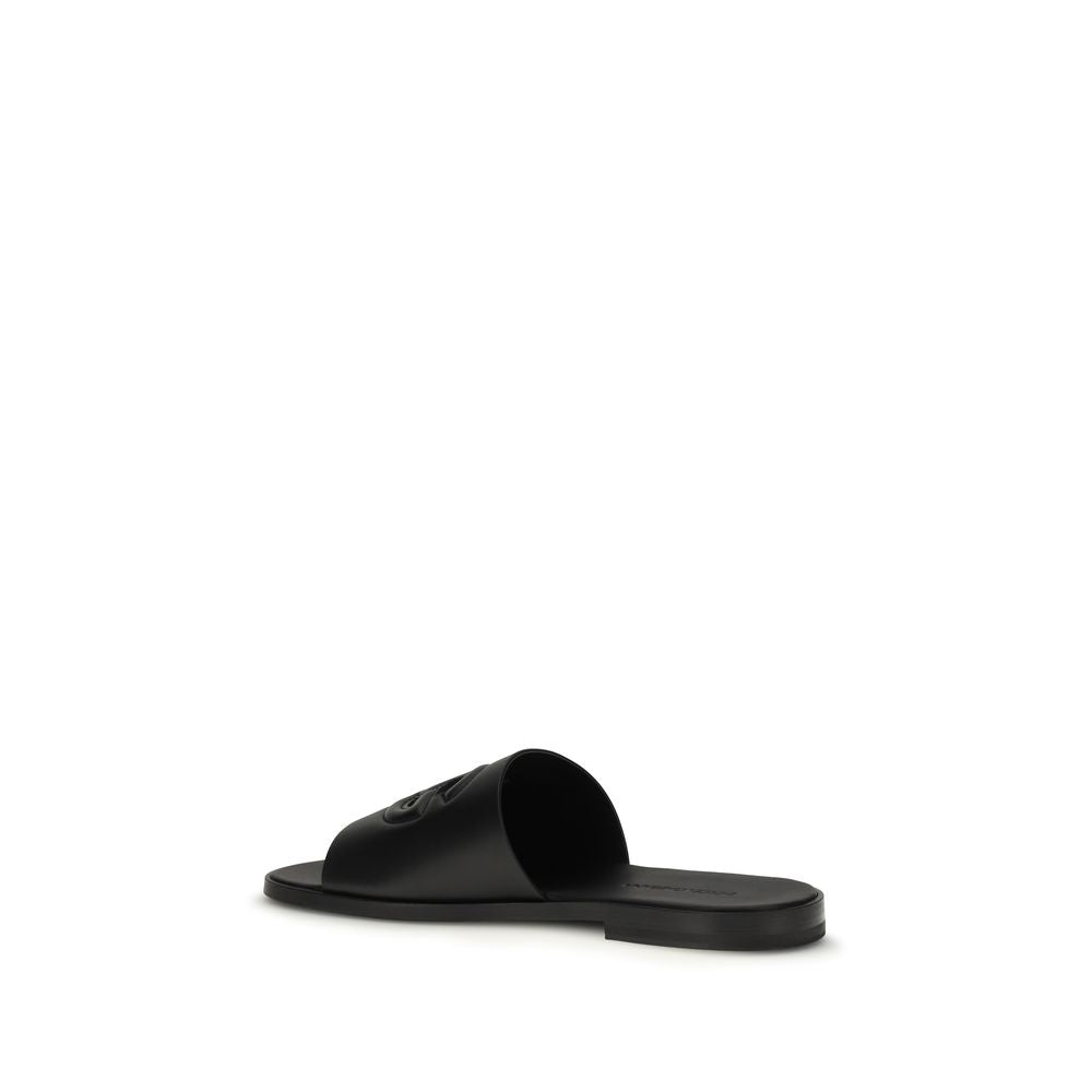 Dolce & Gabbana Black Bos Taurus Calfskin Sandals
