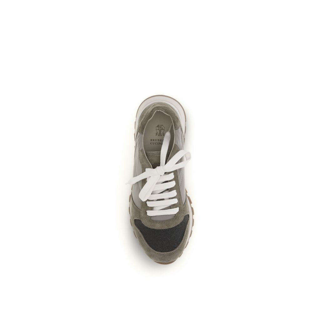 Brunello Cucinelli Zweifarbige Polyester-Sneaker im Athletic-Stil
