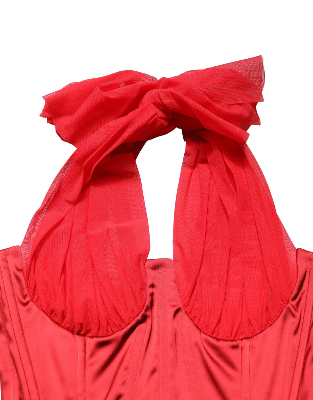 Dolce & Gabbana Red Halterneck Sleeveless Corset Dress