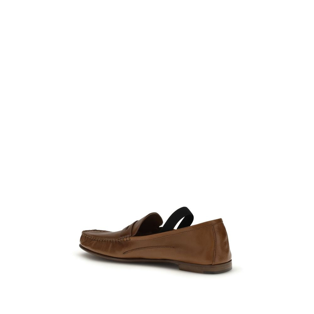 Versace Brown Lamb Leather Loafers Ovis Aries Aries