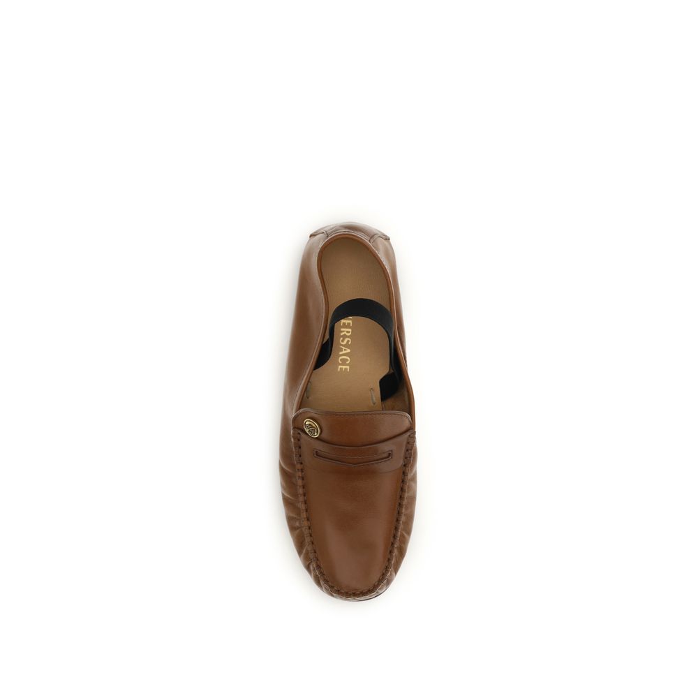 Versace Brown Lamb Leather Loafers Ovis Aries Aries
