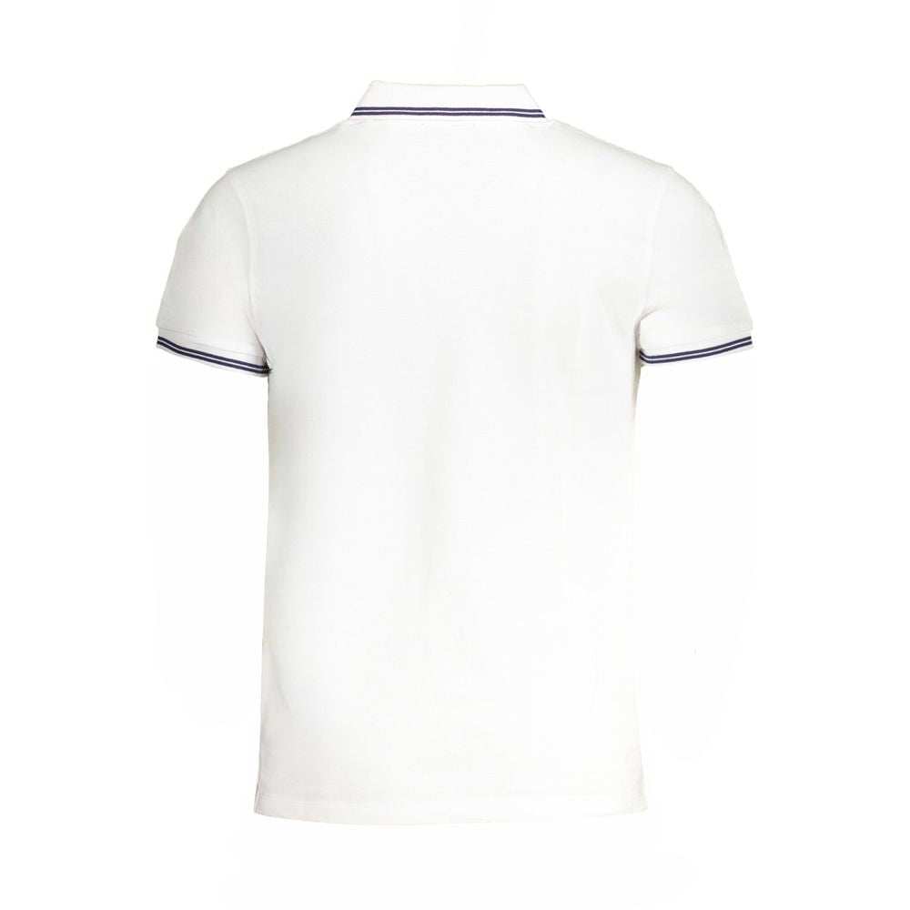 Cavalli Class Bianco Herrenpoloshirt aus 100% Baumwolle mit Logo-Stickerei und Knopfleiste