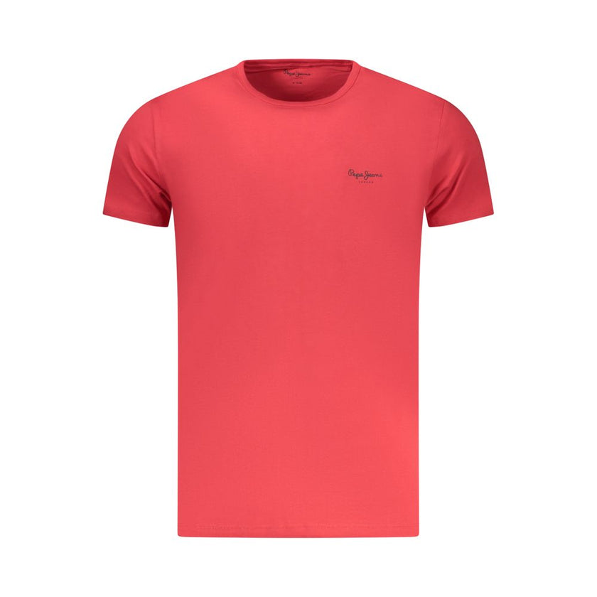 Pepe Jeans Rotes Baumwoll-T-Shirt für Herren