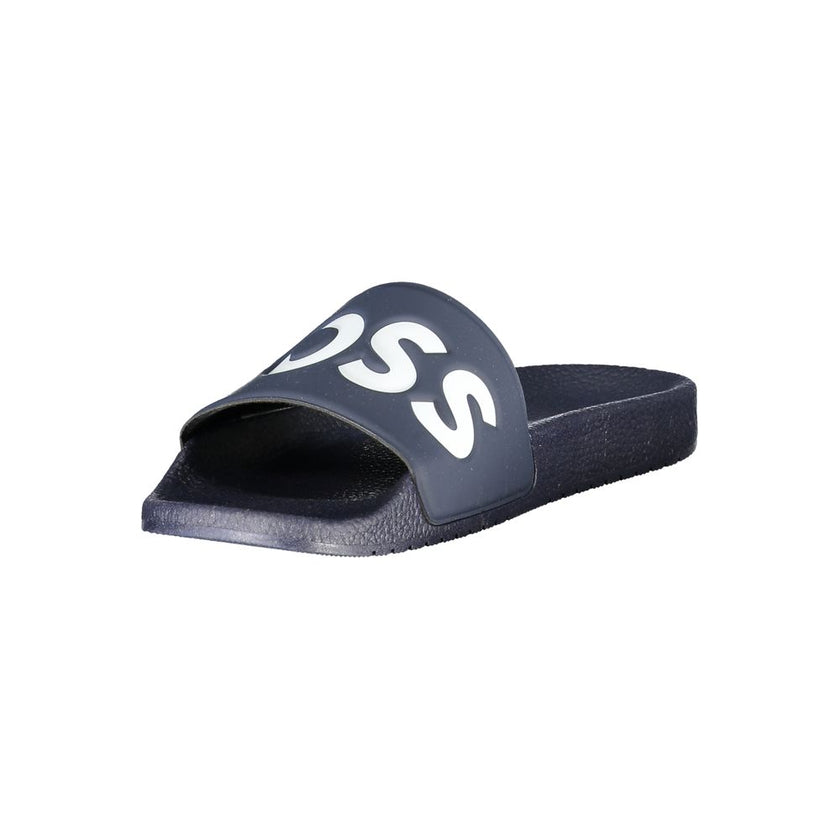 Hugo Boss Blaue Herren-Slipper aus Polyurethan