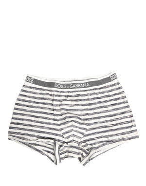 Dolce & Gabbana Herren-Boxershorts in Grau-Weiß gestreift, Regular Fit