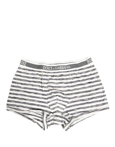 Dolce & Gabbana Herren-Boxershorts in Grau-Weiß gestreift, Regular Fit