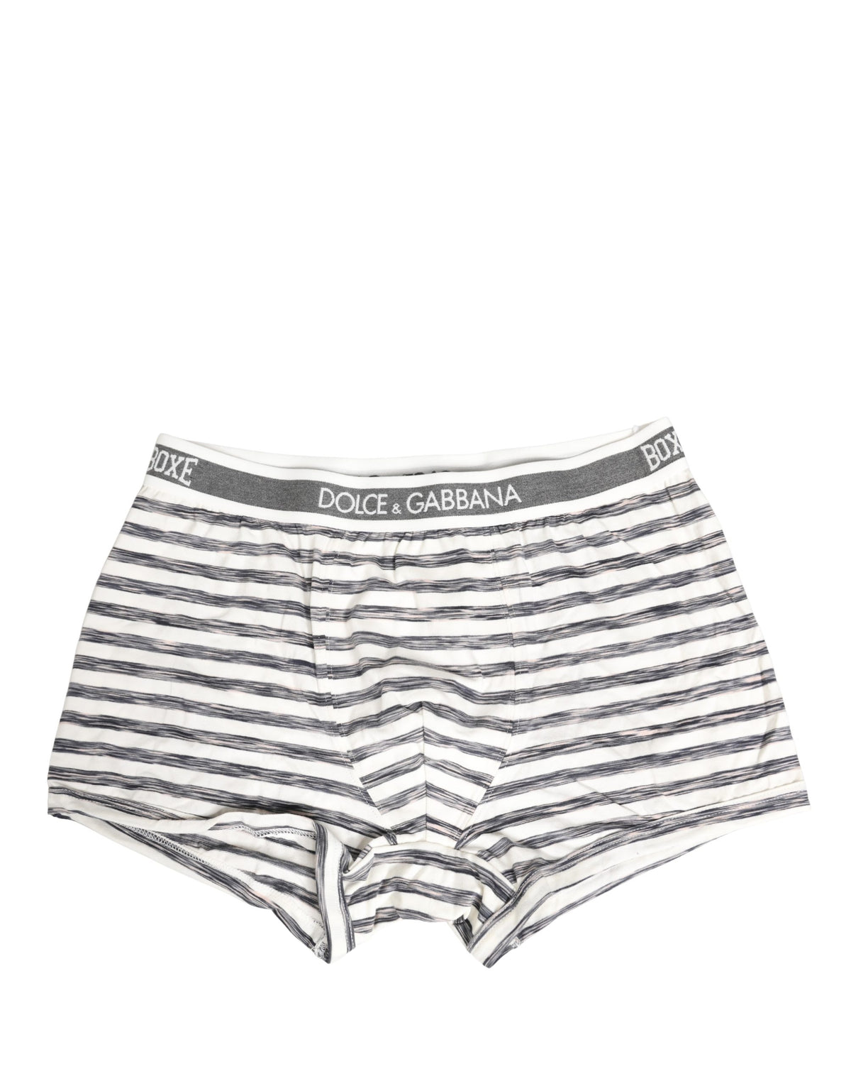 Dolce & Gabbana Herren-Boxershorts in Grau-Weiß gestreift, Regular Fit