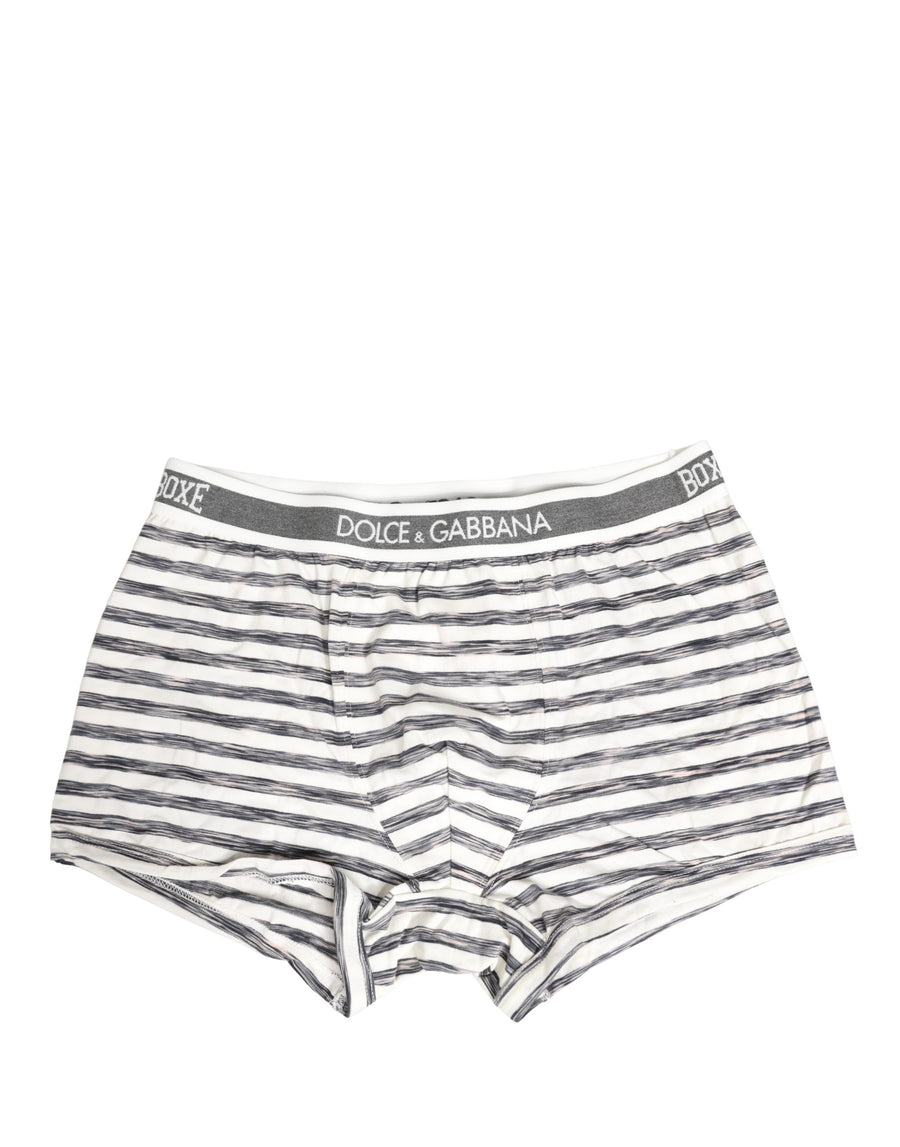 Dolce & Gabbana Herren-Boxershorts in Grau-Weiß gestreift, Regular Fit