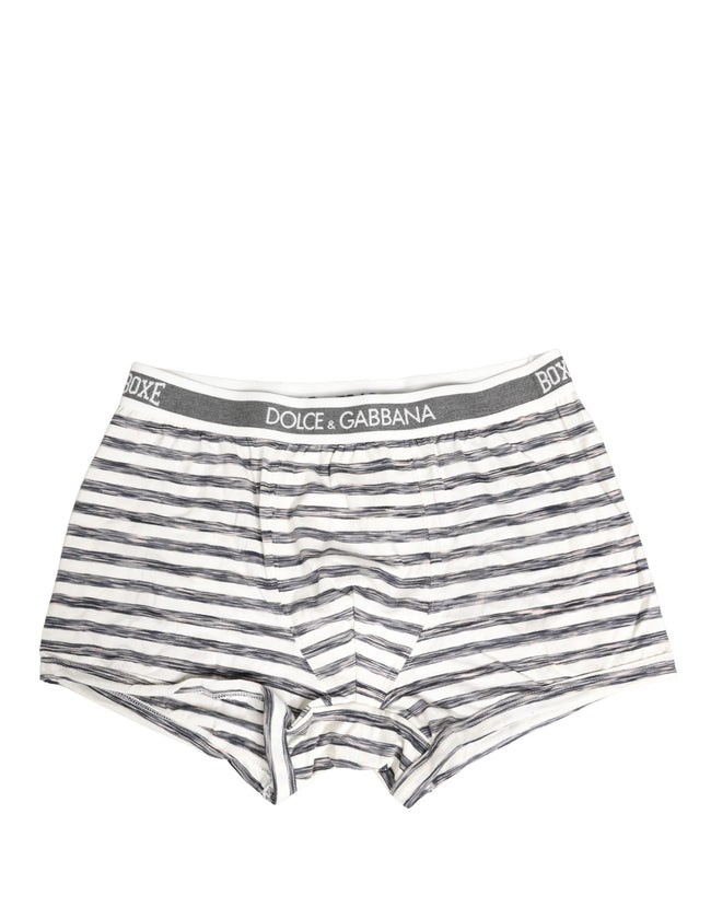 Dolce & Gabbana Herren-Boxershorts in Grau-Weiß gestreift, Regular Fit