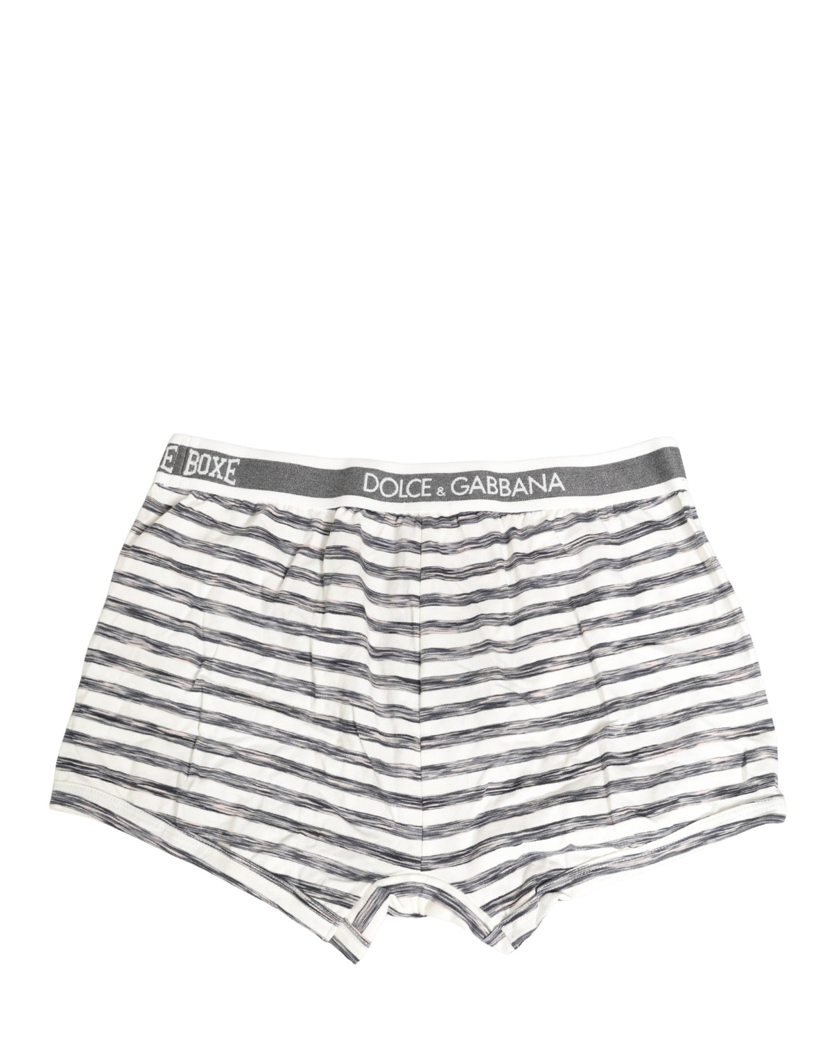 Dolce & Gabbana Herren-Boxershorts in Grau-Weiß gestreift, Regular Fit