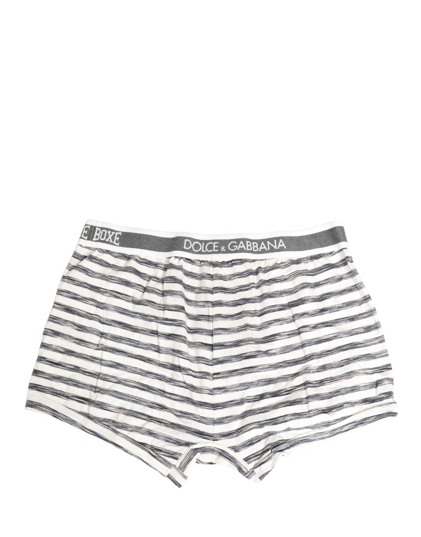 Dolce & Gabbana Herren-Boxershorts in Grau-Weiß gestreift, Regular Fit