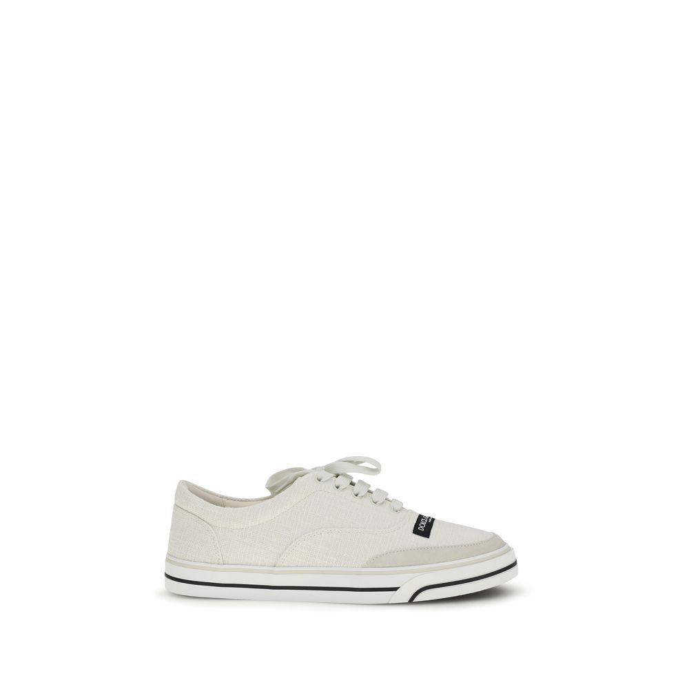 Dolce & Gabbana White Linen Low-Top Sneakers