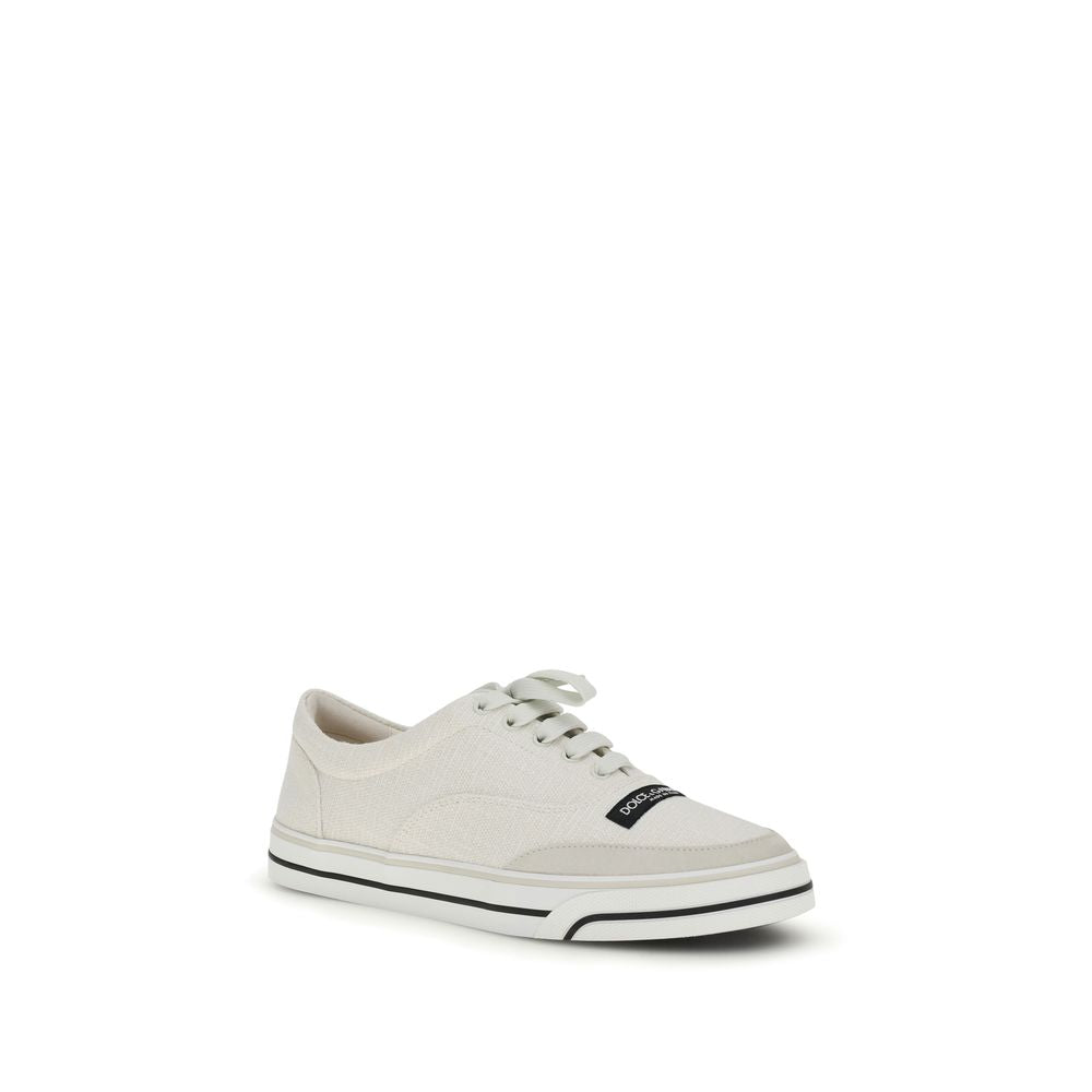 Dolce & Gabbana White Linen Low-Top Sneakers