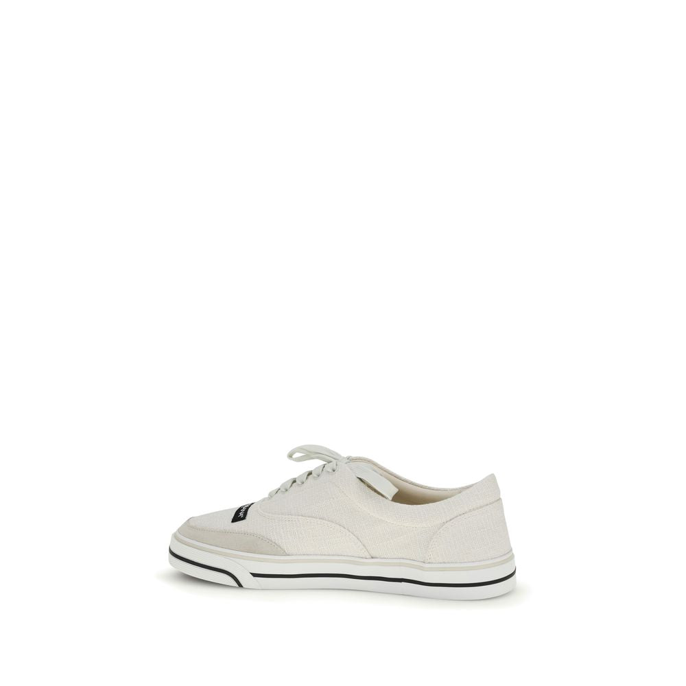 Dolce & Gabbana White Linen Low-Top Sneakers