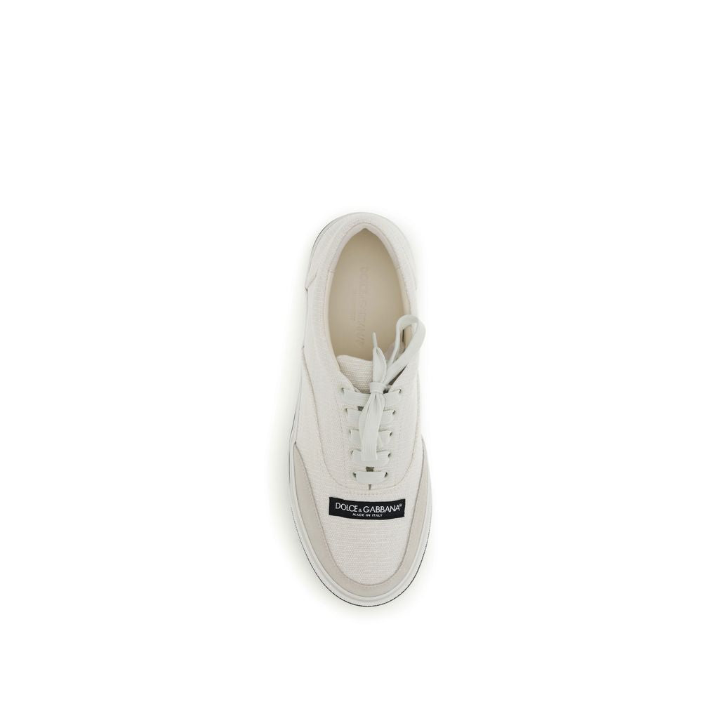Dolce & Gabbana White Linen Low-Top Sneakers