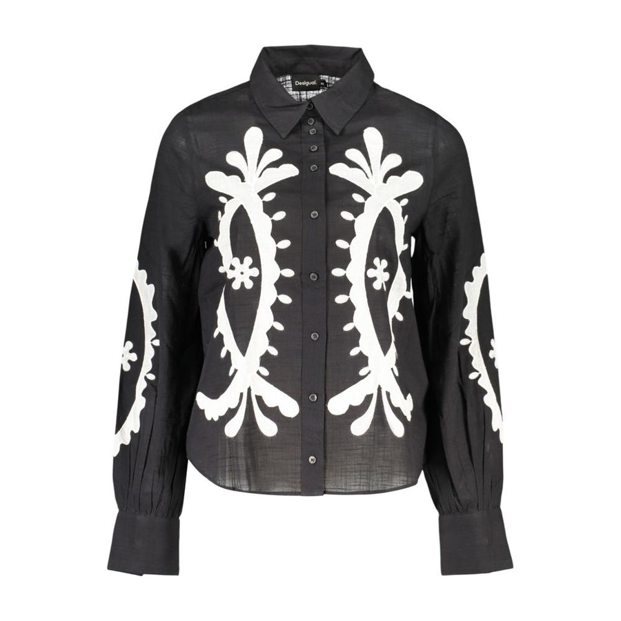 Desigual Schwarzes Baumwollhemd mit Muster