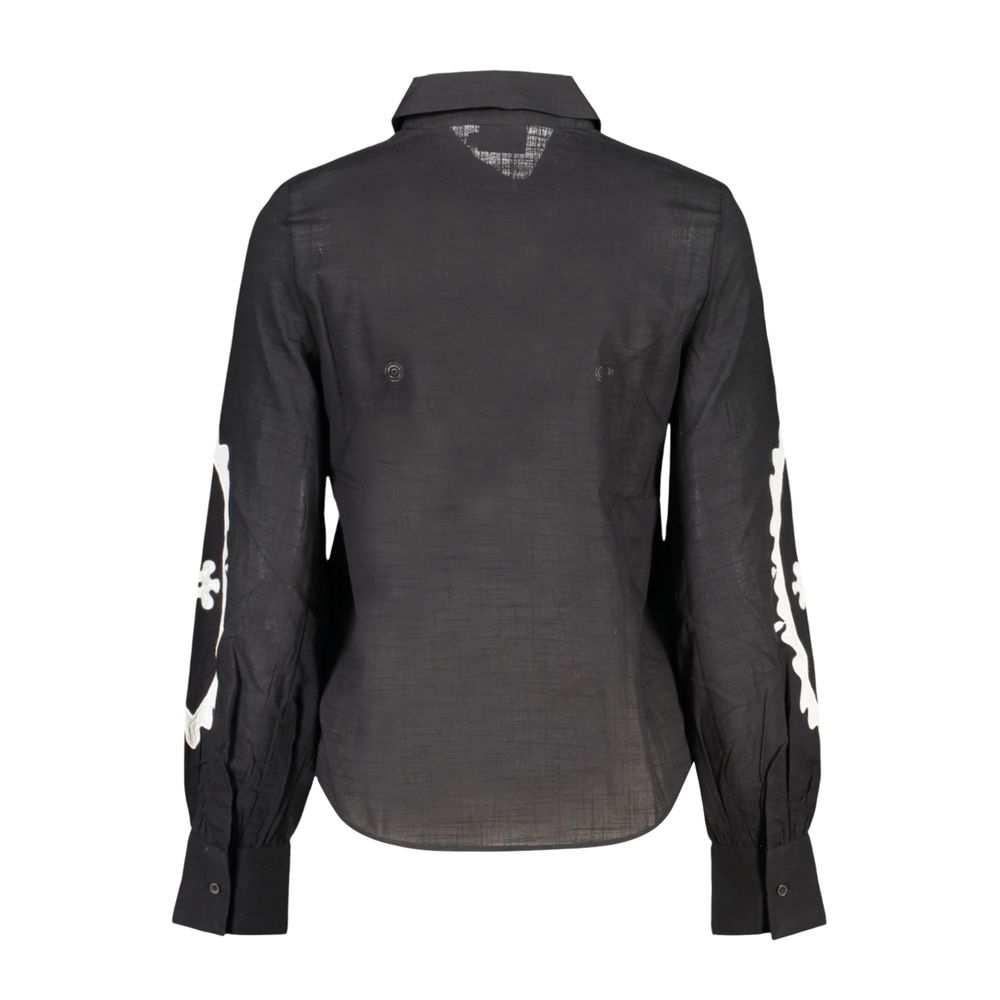 Desigual Schwarzes Baumwollhemd mit Muster