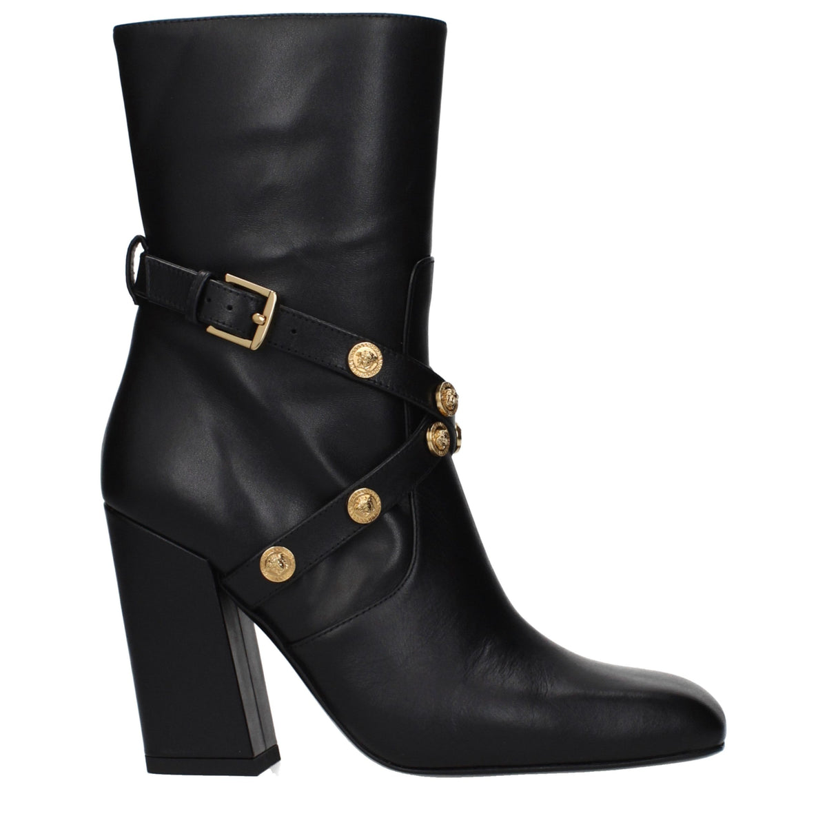 Versace Schwarze Leder-Stiefeletten