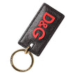 Dolce & Gabbana Schwarzer Kalbsleder-Schlüsselanhänger mit Logo-Metallring für Herren