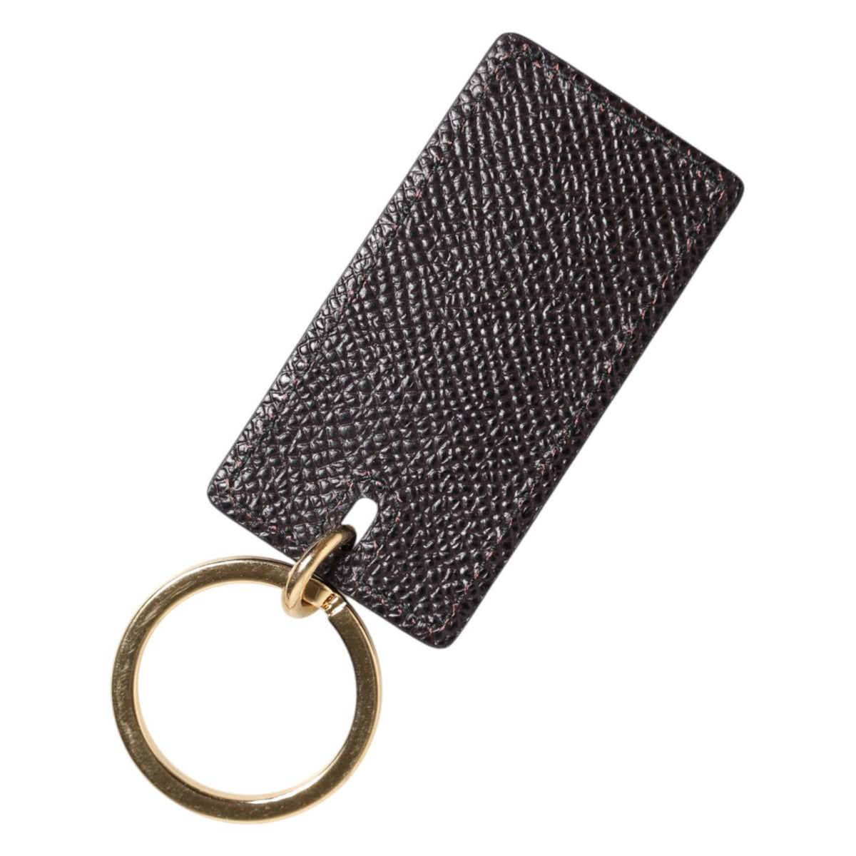Dolce & Gabbana Men's Black Calfskin Logo Metal Ring Keychain
